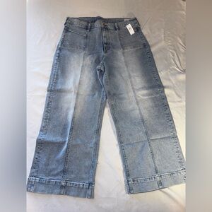 GAP High Rise Stride Wide Leg Ankle Jeans Light Wash Size 33 16R NWT